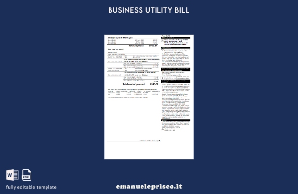 stile verificato Bolletta aziendale di Sainsbury Energy (British Gas), modello 1
